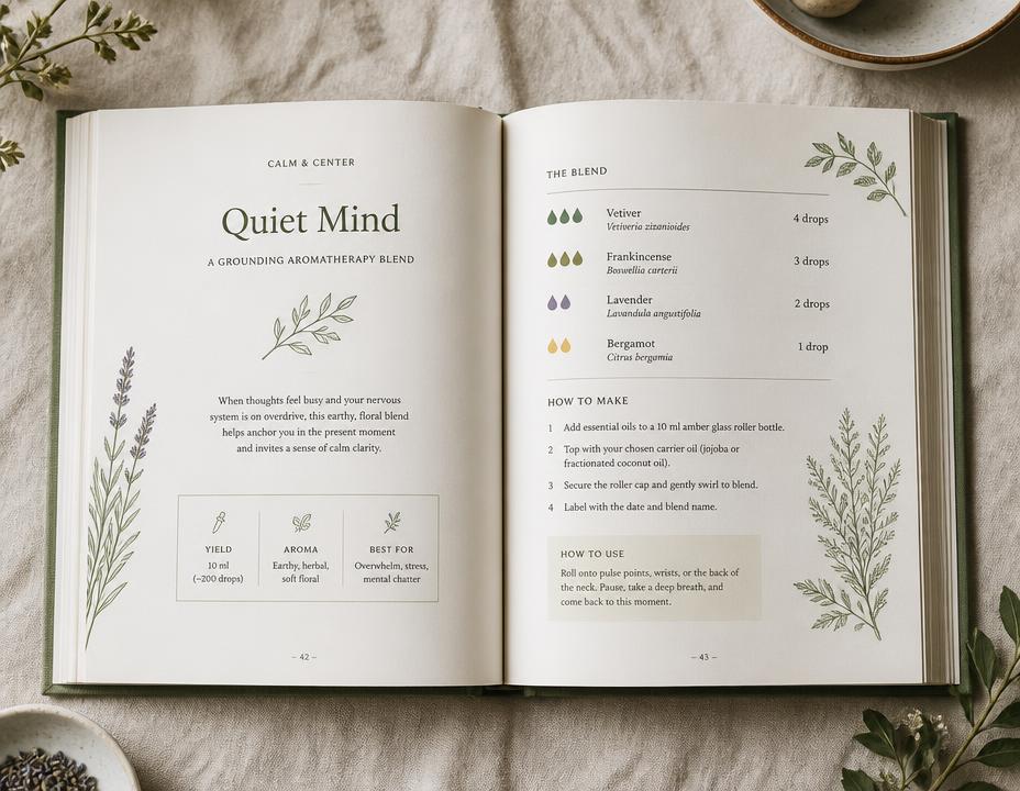 Página interior con una ficha de fórmula aromática